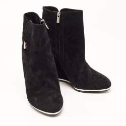 Le Silla Black Suede Wedge Ankle Boots Size 40