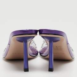 Le Silla Transparent/Purple Crystal Embellished PVC Slide Sandals Size 36
