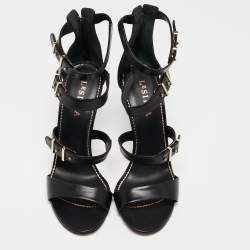 Le Silla Black Leather Minerva Strappy Sandals Size 40
