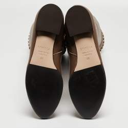 Pre Owned Le Silla Brown Leather Chain Detail Knee Length Boots Size 38