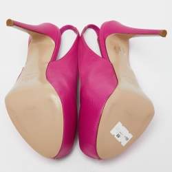 Pre Owned Le Silla Pink Leather Peep Toe Slingback Pumps Size 39  