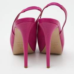 Pre Owned Le Silla Pink Leather Peep Toe Slingback Pumps Size 39  