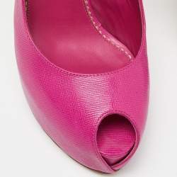 Pre Owned Le Silla Pink Leather Peep Toe Slingback Pumps Size 39  