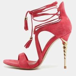 Pre Owned Le Silla Pink Suede Ankle Strap Sandals Size 38.5