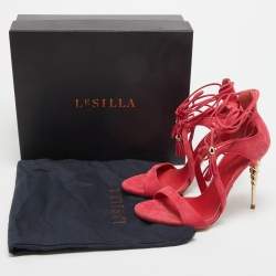 Pre Owned Le Silla Pink Suede Ankle Strap Sandals Size 38.5