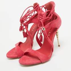 Pre Owned Le Silla Pink Suede Ankle Strap Sandals Size 38.5