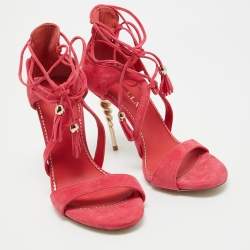 Pre Owned Le Silla Pink Suede Ankle Strap Sandals Size 38.5