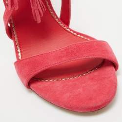 Pre Owned Le Silla Pink Suede Ankle Strap Sandals Size 38.5