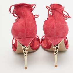 Pre Owned Le Silla Pink Suede Ankle Strap Sandals Size 38.5