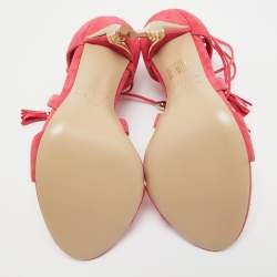 Pre Owned Le Silla Pink Suede Ankle Strap Sandals Size 38.5