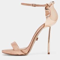 Pre Owned Le Silla Metallic Leather Ankle Strap Sandals Size 37