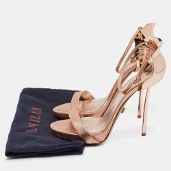 Pre Owned Le Silla Metallic Leather Ankle Strap Sandals Size 37