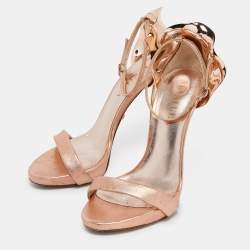 Pre Owned Le Silla Metallic Leather Ankle Strap Sandals Size 37