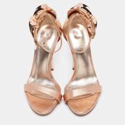 Pre Owned Le Silla Metallic Leather Ankle Strap Sandals Size 37