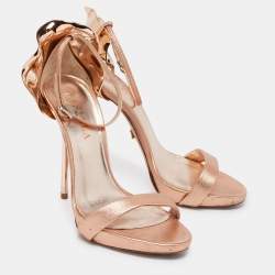 Pre Owned Le Silla Metallic Leather Ankle Strap Sandals Size 37