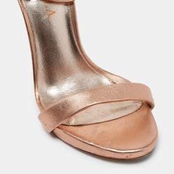 Pre Owned Le Silla Metallic Leather Ankle Strap Sandals Size 37