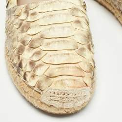 Le Silla Yellow/Brown Python Espadrille Flats Size 37