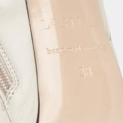 Pre Owned Le Silla Cream Leather Over The Knee Boots Size 38