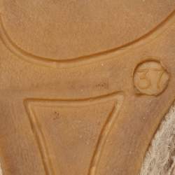 Pre Owned Le Silla Metallic Beige/Gold Lace and Leather Espadrille Wedge Pumps Size 37