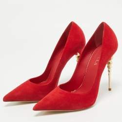 Pre Owned Le Silla Red Suede Pointed Toe Pumps Size 39