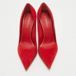 Pre Owned Le Silla Red Suede Pointed Toe Pumps Size 39