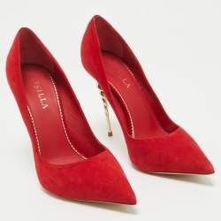 Pre Owned Le Silla Red Suede Pointed Toe Pumps Size 39