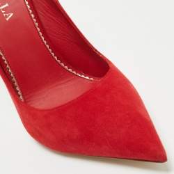Pre Owned Le Silla Red Suede Pointed Toe Pumps Size 39
