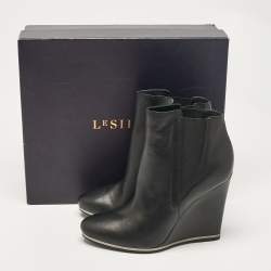 Le Silla Black Leather Ankle Length Boots Size 40