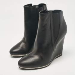 Le Silla Black Leather Ankle Length Boots Size 40