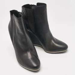 Le Silla Black Leather Ankle Length Boots Size 40