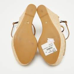 Le Silla Metallic Brown Crystal Embellished Suede Espadrille Wedge Sandals Size 38.5