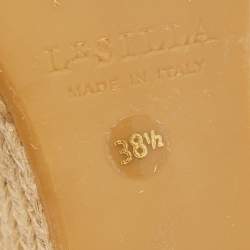 Le Silla Metallic Brown Crystal Embellished Suede Espadrille Wedge Sandals Size 38.5