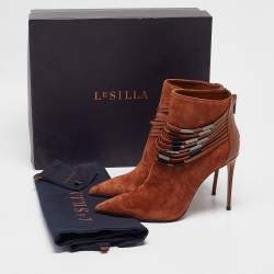 Le Silla Brown Leather and Suede Ankle Length Boots Size 37