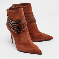 Le Silla Brown Leather and Suede Ankle Length Boots Size 37