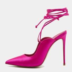 Le Silla Pink Satin Ivy 130mm Ankle Wrap Pumps Size 40