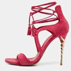 Le Silla Pink Suede Ankle Strap Sandals Size 40