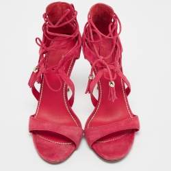 Le Silla Pink Suede Ankle Strap Sandals Size 40