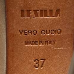 Le Silla Beige Leather Studded Platform Knee Length Boots Size 37