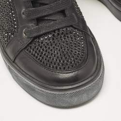 Pre Owned Le Silla Black Crystals and Leather Wedge Sneakers Size 36