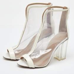 Le Silla White/Transparent PVC and Patent Leather Ankle Boots Size 38