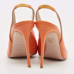 Le Silla Orange Leather Slingback Pumps Size 38