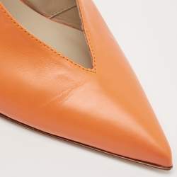 Le Silla Orange Leather Slingback Pumps Size 38