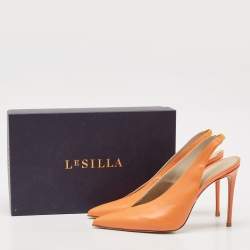 Le Silla Orange Leather Slingback Pumps Size 38