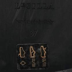 Pre Owned Le Silla Black Lace and Leather Pearl Embellished Combat Boots Size 37