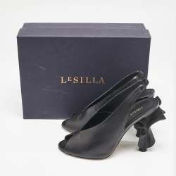 Le Silla Black Leather Candy Peep Toe Pumps Size 38