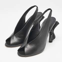 Le Silla Black Leather Candy Peep Toe Pumps Size 38