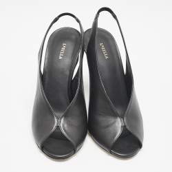 Le Silla Black Leather Candy Peep Toe Pumps Size 38