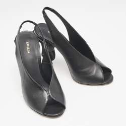 Le Silla Black Leather Candy Peep Toe Pumps Size 38