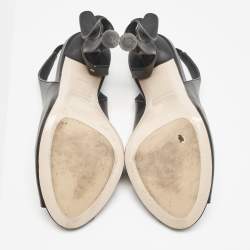 Le Silla Black Leather Candy Peep Toe Pumps Size 38