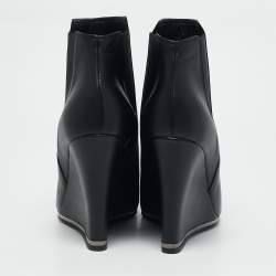 Le Silla Black Leather Wedge Ankle Boots Size 39